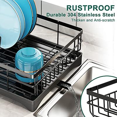 ANTOPY Large Rustproof Stainless Steel Dish Rack for Kitchen Counter, With  Extra Roll-Up Drying Rack, Dish Drainer with Drainboard and Utensil Holder  - Yahoo Shopping