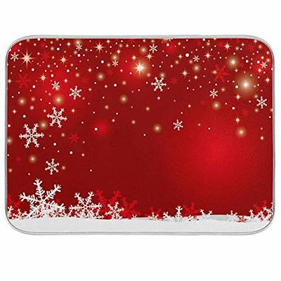 Great Choice Products Christmas Snowflakes On Red Dish Drying Mat For  Kitchen, Absorbent Microfiber Drying Pad