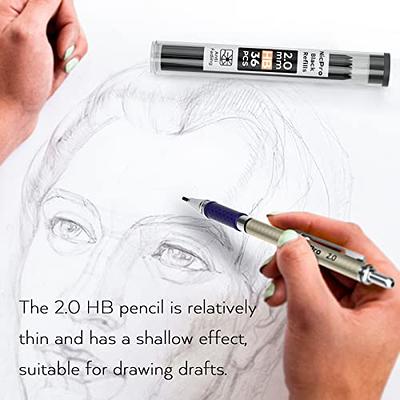 Nicpro 2.0 mm Mechanical Pencil Set, Artist Metal Lead Holder Metal Marker  Carpenter pencils with 60 Graphite Lead Refill HB, 2H, 4H, 2B, 4B, Eraser