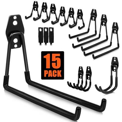 4 Pack Garage Storage Hooks, Ladder Hangers, Steel Wall Mount Hooks,  Utility Hooks for Hanging Heavy Duty Shed Tools, Ropes, Garden Hoses,  Shovel