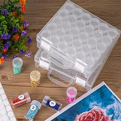 5D embroidered diamond storage box, clear plastic bead container 