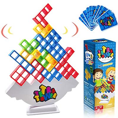 ALKISTA 48 Pcs Tetra Tower Balance Stacking Blocks Game, Board Games for 2  Players+ Family Games, Parties, Travel, Kids & Adults Team Building Blocks