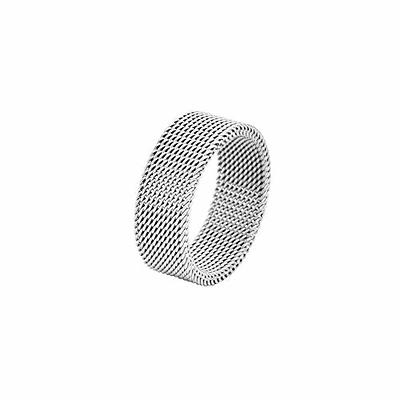 Geoffrey Beene Stainless Steel Men's Comfort Fit Mesh Ring (Silver