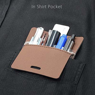 diodrio Pocket Protector Leather Pen Pouch Holder Organizer for Shirts Lab Coats Hold 5 Pens Designed to Keep Pens Inside When Bend Down. No Breaking of