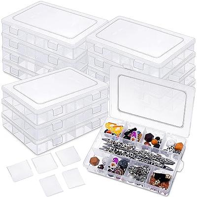 V-Top 24 Pack Small Clear Plastic Storage Containers with Hinged Lids for Organizing, Mini Beads Storage Containers Box for Jewelry, Hardware, Game