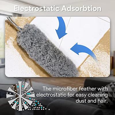  Dusters for Cleaning, Telescopic Extend Microfiber Duster  Dusting Brush for Desk Ceiling Fan, Cobwebs, Furniture, Cars Grey One Size  : Health & Household