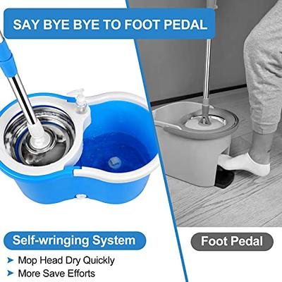 Flat Floor Mop and Bucket Set with Wringer, Self Wringing Microfiber Spin Mops Bucket for Floor Cleaning, Separate Dirty Water, Mops for Hardwood