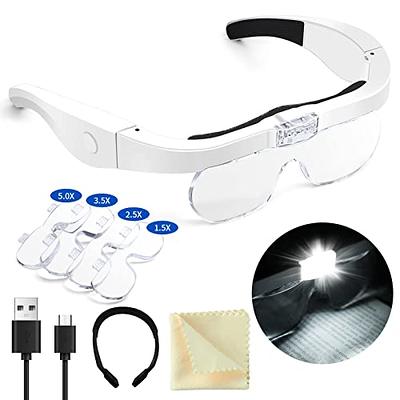 Headband Magnifier with Light Rechargeable Magnifying Glasses for Close  Work