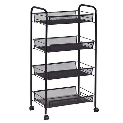 Huluwat 3-Tier Metal Storage Rolling Utility Cart with Wheels and Handle in Black