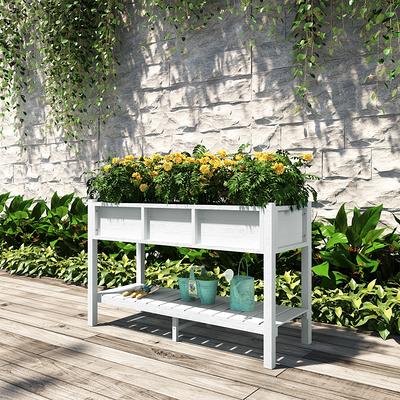 Gymax 2 Tier Wooden Raised Garden Bed Elevated Planter Box w/Legs Drain Holes