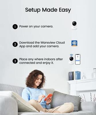 Wansview Indoor Security Camera Q5 Black 2K WiFi IP Camera App