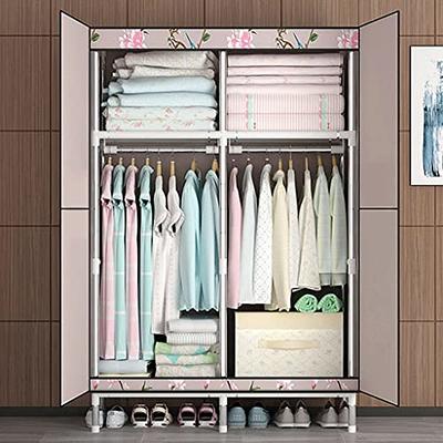 Costway White Plastic 31.5 in. Storage Wardrobe Cabinet Mobile