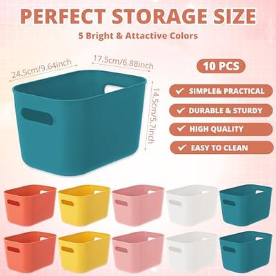 Tioncy 10 Pcs Plastic Storage Bins Multiple Color Small Containers Pantry  Baskets with Handles Organizing Bins