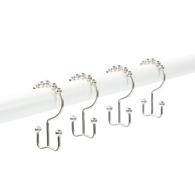 Better Homes & Gardens Brushed Nickel Easy Gliding Double Shower Curtain  Hooks, Rustproof Set of 12