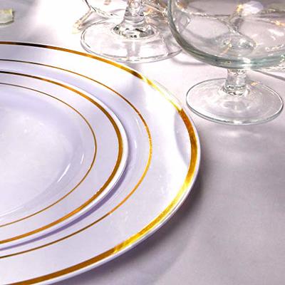 Fancy Plastic Plates For Party, 20 Dinner Plates 10.25” & 20 Dessert Plates  7.5”, Heavy Duty Disposable Plate Set For Elegant China Look, Plastic