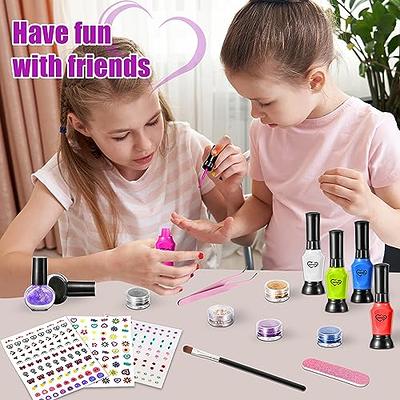 NIUREDLTD Kit For Girls Kids Nail Polish Set With Nail Dryer Sticky Cartoon  Nail DIY Sticker Nail Studio Decoration Birthday Age 6~12 10ML - Walmart.com