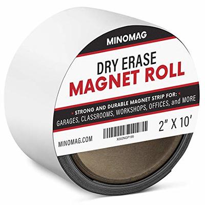 Minomag 2 x 10' Dry Erase Magnet Roll  Strong Magnetic Whiteboard Tape  Roll. Cut into