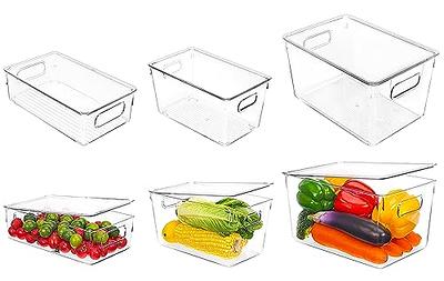 Set Of 6 Refrigerator Organizer Bins - Stackable Fridge Organizers for  Freezer, Kitchen, Countertops, Cabinets - Clear Plastic Pantry Storage Racks