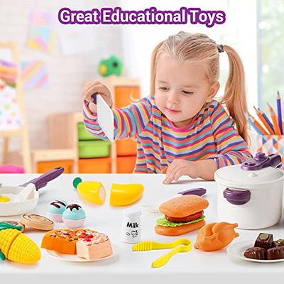 Theefun Play Kitchen Accessories Set: Play Kitchen Toys with Kids Pressure  Pot, Pan, Cooking Utensils and Cutting Play Food, Pretend Cooking Playset 