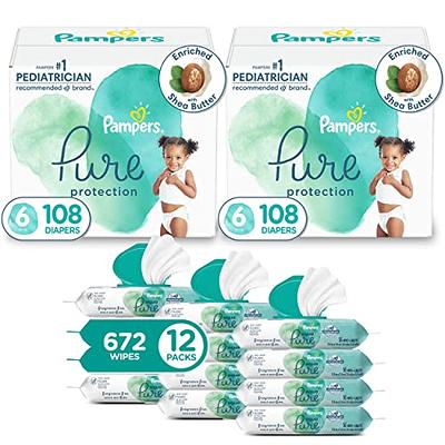 Diapers Size 6, 108 Count - Pampers Pure Protection Hypoallergenic  Disposable Baby Diapers for Sensitive Skin, Fragrance Free, ONE Month  Supply (Packaging May Vary) 