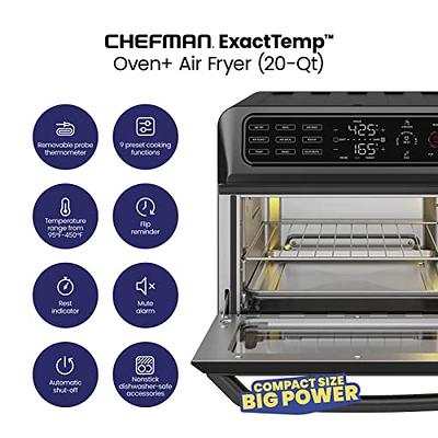 Chefman Air Fryer Toaster Oven Combo with Probe Thermometer, 12-In-1  Stainless Black Convection Oven Countertop, 10 Inch Pizza, 4 Slices of Toast,  Cooking, Baking, Toasting, Roaster Oven Airfryer 20QT - Yahoo Shopping