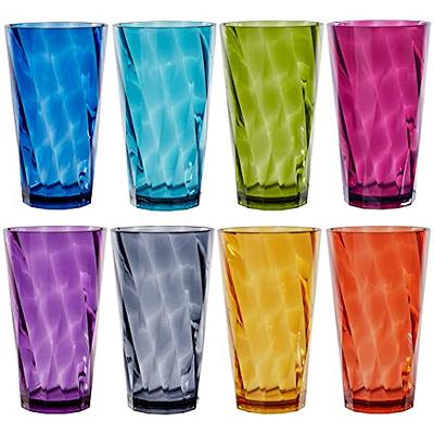 US Acrylic Optix Plastic Reusable Drinking Glasses (Set of 8) 20oz Water  Cups in Jewel Tone Colors, BPA-Free Tumblers, Made in USA