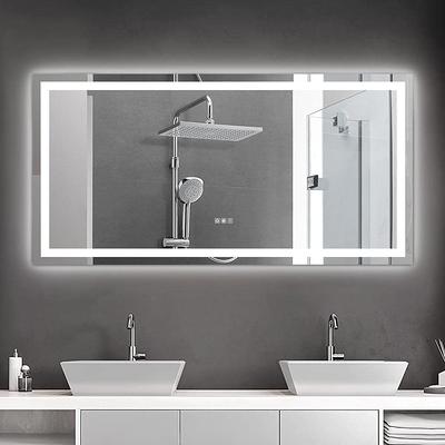 60 in. W x 36 in. H Rectangular Frameless LED Light Anti-Fog Wall Bathroom  Vanity Mirror with Backlit and Front Light