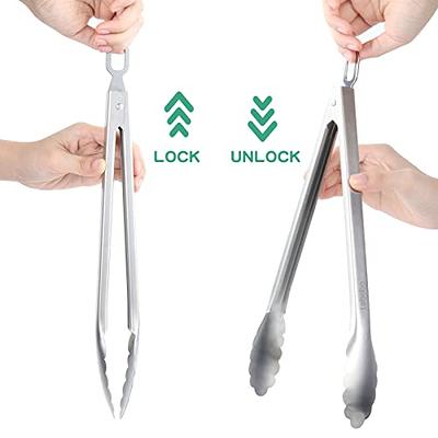 12 Inch One Hand Operation Cooking BBQ Tongs Stainless Steel