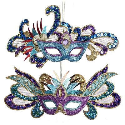 Kurt Adler Carnival Mardi Gras Masks Glitter Holiday Ornaments Set of 2 -  Multi - Yahoo Shopping