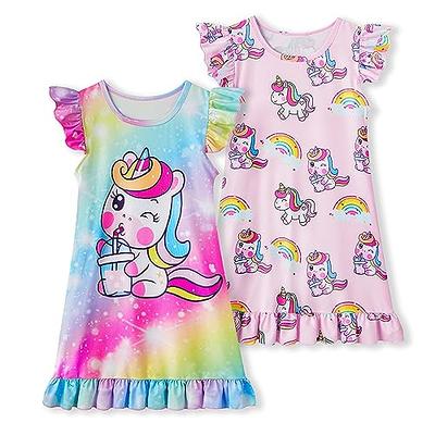 LQSZ Girls Nightgowns 2-Pack Little Girls Pajama Nightdress Sleep Wear 3-12  Y : : Clothing, Shoes & Accessories