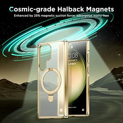 JUESHITUO for Samsung Galaxy S23 Ultra Case, [Full Camera Cover Protection]  [Compatible with MagSafe] Magnetic Metallic Glossy Clear Luxury Soft Case