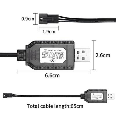 Blomiky 2 Pack 7.2V USB Charger Cable with SM-2P Connector Plug Replacement  for 7.2V Ni-Cd Ni-Mh Battery Previous Old Version Huina 1550 15 Channel RC