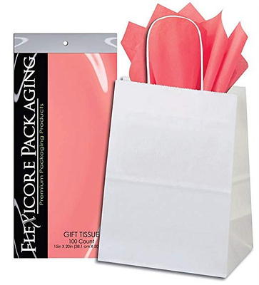 50ct White Paper Gift Bags + 100ct Light Pink Gift Tissue (Flexicore  Packaging) - Yahoo Shopping