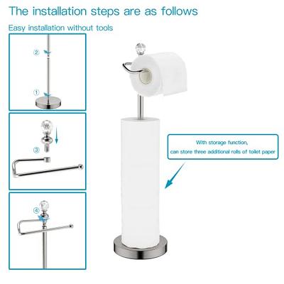 ROLABAM Heavy Weighted Toilet Paper Holder (with Reserve Function) Free Standing Toilet Paper Holder Stand for Bathroom Total