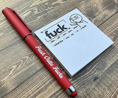  Fresh Outta Fucks Pad and Pen, Snarky Novelty Office Supplies,  Funny Sticky Notes and Pen Set, White Elephant Gift, Novelty Pen Desk  Accessory Gifts for Friends, Co-Workers : Office Products