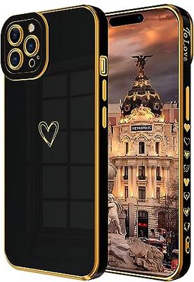 Cute for iPhone 14 Pro Max Case for Women Girls, Luxury Bling Gold Love  Heart Plating Phone Cases, Full Coverage Camera Lens Protective Cover Soft