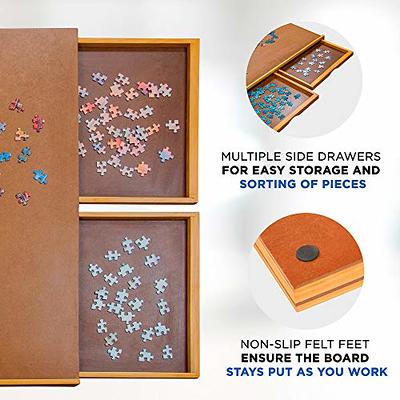 Jumbl 1500-Piece Puzzle Board, 27” x 35” Jigsaw Puzzle Table, 6 Removable  Magnetic Sorting Drawers, Smooth Plateau Fiberboard Work Surface &  Hardwood Construction