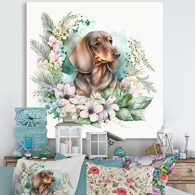 Designart Cute Pastel Unicorn Surrounded by Flowers II Animals Horse Canvas Art Print - 3 Panels - 32 in. Wide x 48 in. High