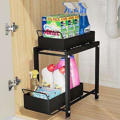 Pull Out Cabinet Organizer - 2-Tier Slide Out Sink Shelf for Kitchen, Black  - Yahoo Shopping