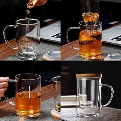 400 ml Tea Mug with Infuser - 13.5 oz Glass Tea Mug with Strainer