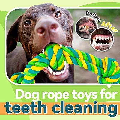 Dog Rope Toys, Nearly Indestructible Dog Rope Toys with Strong Squeak-  Ideal Tug of War Interactive Dog Training Toy, Dental Cleaning Chew Toys,  Dog