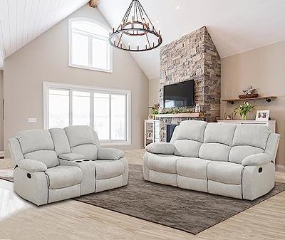 Modern Beige Fabric Recliner Sofa Living Room Home Theater Single Reclining Armchair with Adjustable Back and Padded Cushion for Living Room and Bedro