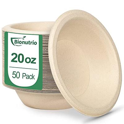 Kaderron 35 oz 50 Pack Compostable Large Paper Bowls with Lids, 100%  Biodegradable Disposable Bowls Bulk Leakproof and Microwave Safe for  Hot/Cold Use