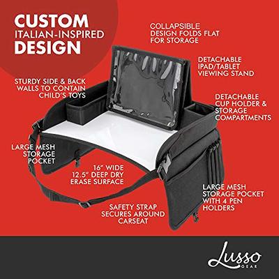 Lusso Gear Kids Travel Tray (Black) + Two Pack of Car Seat Organizer  (Black), Extra Large