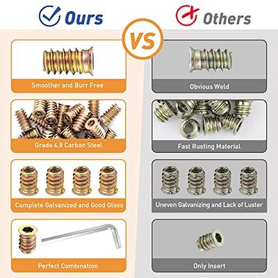 Threaded Insert 1/4-20 x 20mm 40Pcs, Nut Threaded Wood Inserts