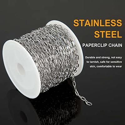 KYUNHOO 32.8 Feet 304 Stainless Steel Chain Bulk Silver Paperclip