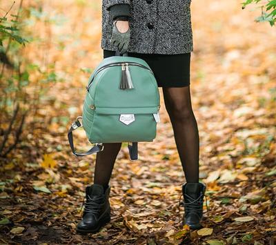 Green Genuine Leather Top Handle Zipper Everyday Backpack | Baginning