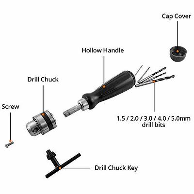Hand Drill Manual,Mini Hand Drill, 10 pcs Small Hand Drill Twist Drill Bits  Micro Mini Portable Tool Set 0.8-3.0mm