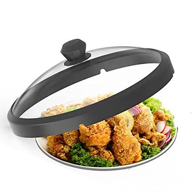 Vented, Easy Grip, Silicone and Glass Microwave Cover Black ? Microwave Splatter Guard,Microwave Cover for Foods,Keeps Microwave Oven Clean Dishwasher
