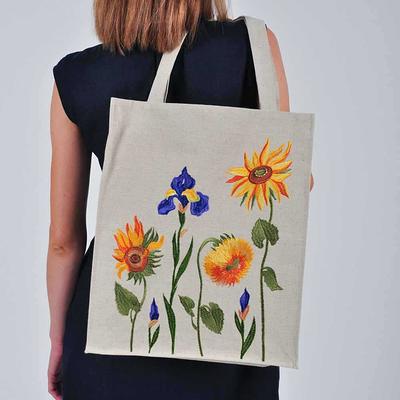 Sunflower Decoration Rope Woven Tote Bag Rainbow-colored Rope